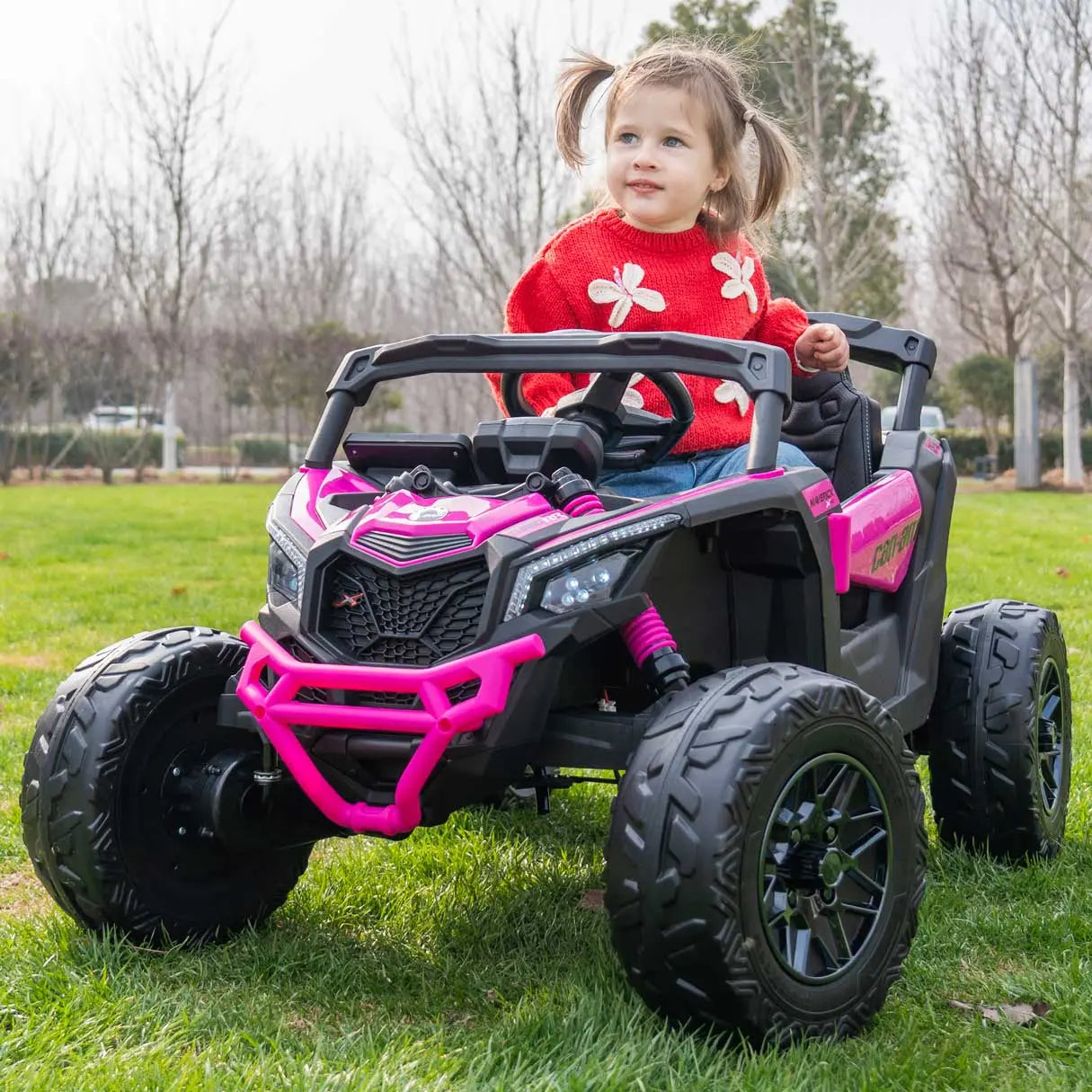 Can-Am Maverick Custom Edition 24V Kids Ride-On UTV Buggy Car | Deep Pink
